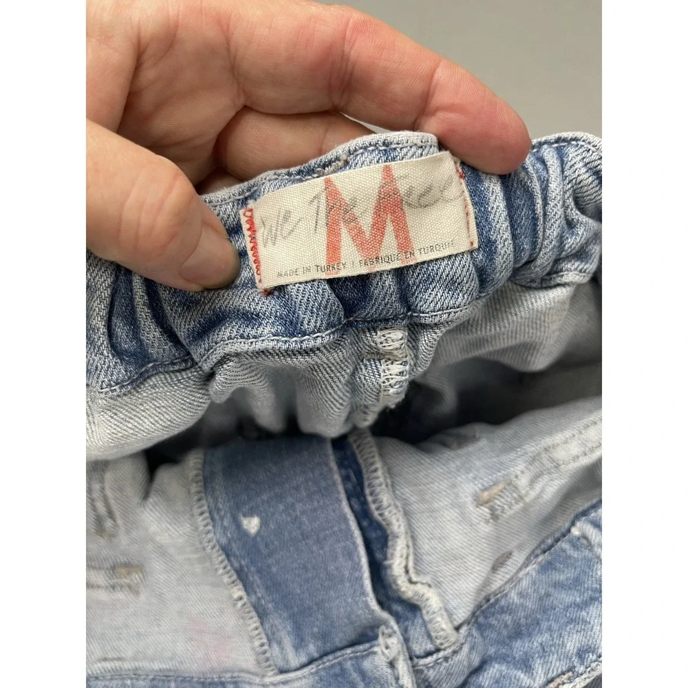 We the Free Womens Jeans Medium Light‎ Wash Paperbag Cargo Denim Raw Hem Cropped